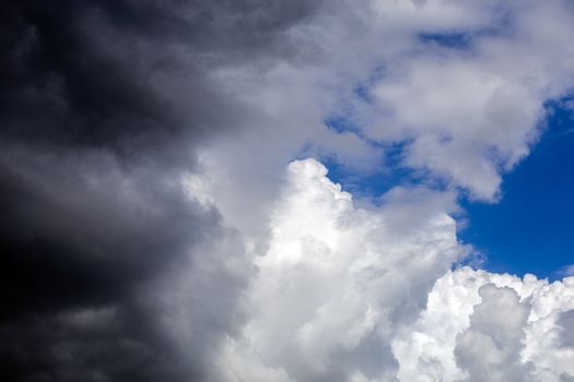 incoming storm close-up cloudscape at march daylight in continental europe.
