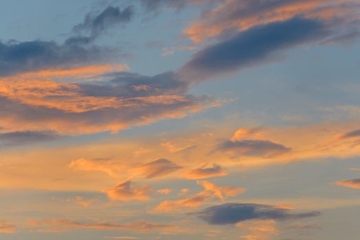 Beautiful sky with blue fluffy clouds outdoors