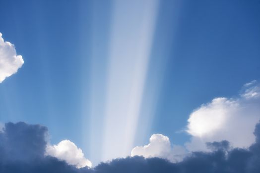 Beautiful sky with blue fluffy clouds outdoors