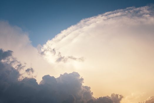 Beautiful sky with blue fluffy clouds outdoors