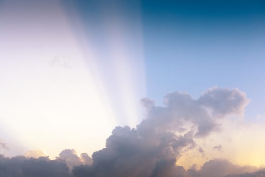 Beautiful sky with blue fluffy clouds outdoors