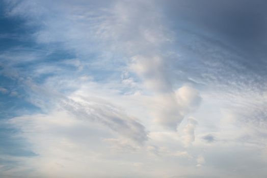 Beautiful sky with blue fluffy clouds outdoors