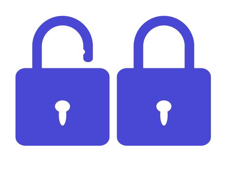 blue open close lock icon on white background. flat style. lock open and closed icon for your web site design, logo, app, UI. lock sign. padlock symbol.