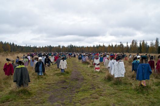 Art in a field in the region of Kainuu, Finland