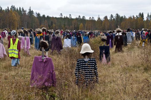 Art in a field in the region of Kainuu, Finland