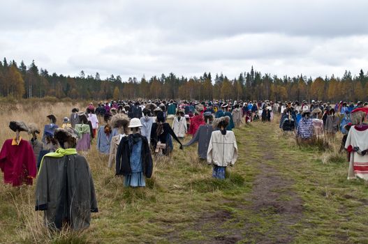 Art in a field in the region of Kainuu, Finland