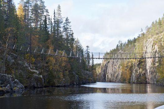 Bridge in a small canyon in a national park in East-Finland