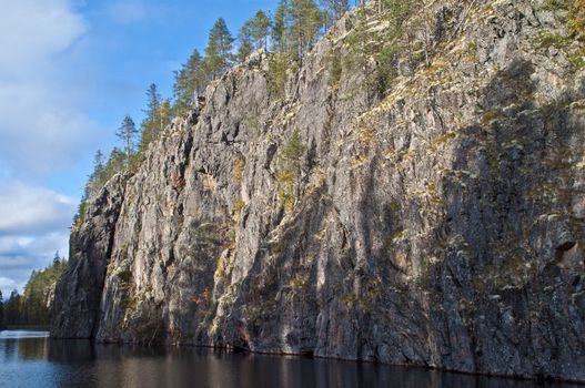 River in a small canyon in a national park in East-Finland