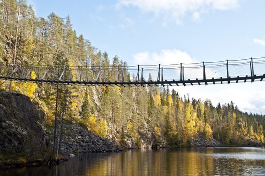 Bridge in a small canyon in a national park in East-Finland