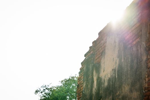 Sunset light shots and ancient wall architecture in Thailand