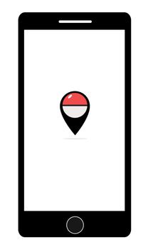 pin poke ball on smartphone on white background, old game, trainer