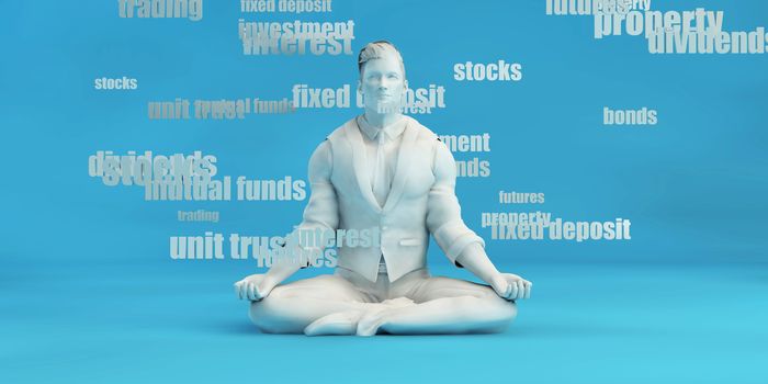 Personal Investment Options Concept with Man Meditating