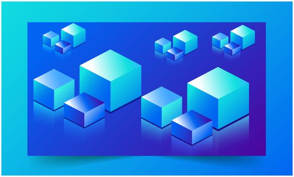 different types of cubes are placed on blue ice background