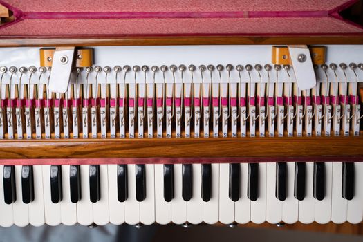 Top view of Harmonium classical Indian musical instrument