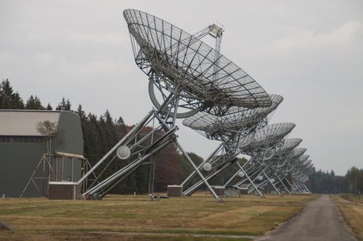 Radio telescopes near the village of Westerbork, The Netherlands.