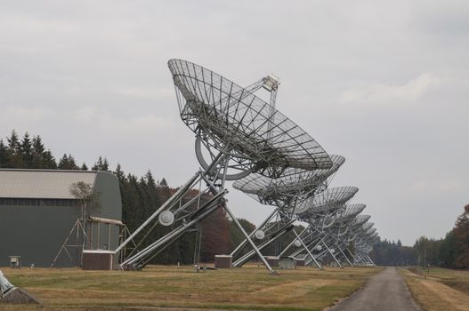 Radio telescopes near the village of Westerbork, The Netherlands.