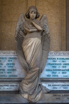 Angel sculpture by Giulio Monteverde for the Oneto family monument in Staglieno Cemetery, Genoa - Italy (1882)