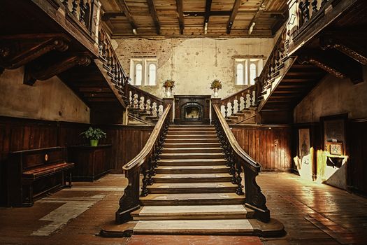 Staircase in an old abandoned palace