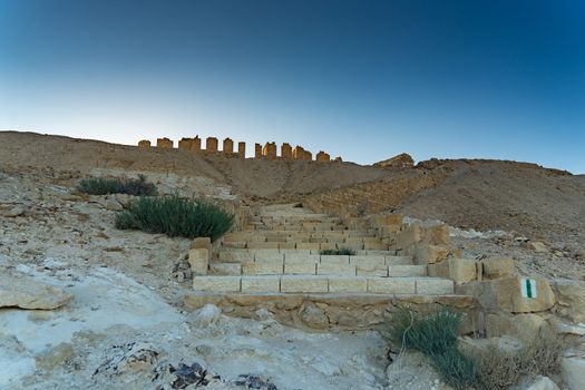 Vacation in Israel for ruins and history in national park of desert