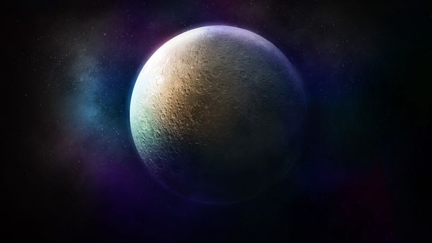 Fantastic moon against a background of colorful space.