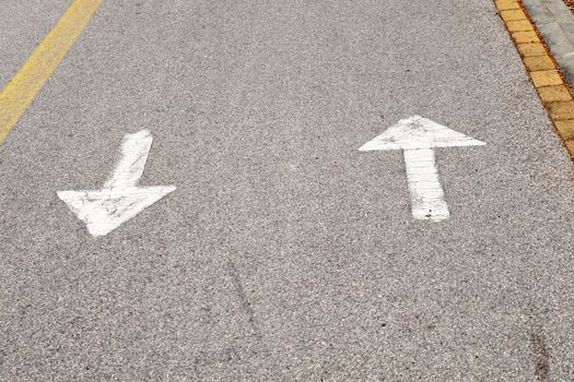 bicycle lane markings - two-way traffic close-up