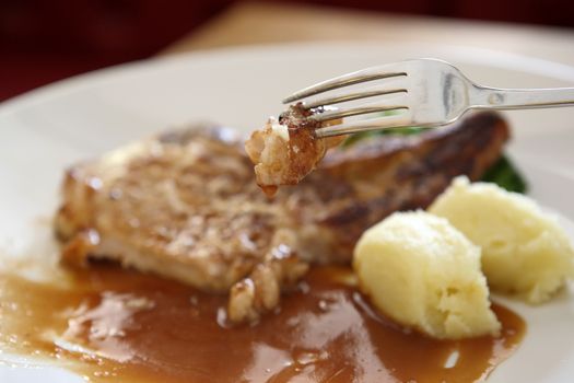 Steak on wood background