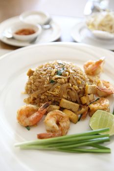 Thai food padthai fried noodle with shrimp