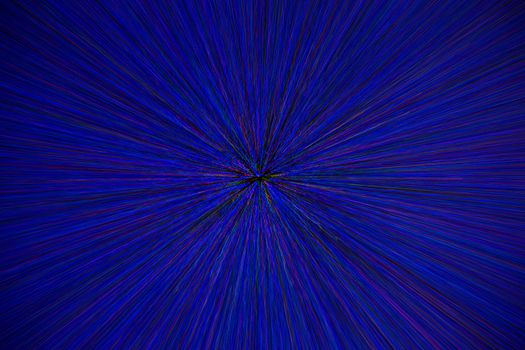 natural lens zoom explosion radial blurred red green blue dots on black background.