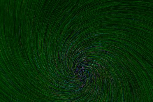 natural lens spin-zoom swirl explosion radial blurred green dots on black background.