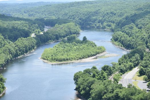 Looking Down From Atop Mount Tammany at an Island in a River