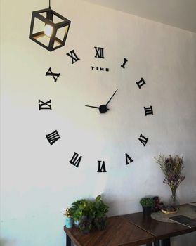 Roman numeral wall clock at the coffee shop.