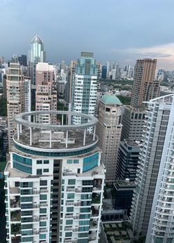 Aerial view of a skyscraper in Bangkok, Thailand.