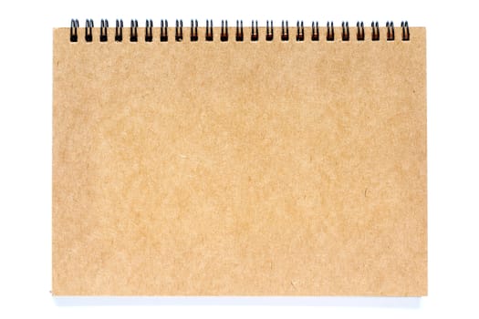 Brown spiral notebook on isolated white background