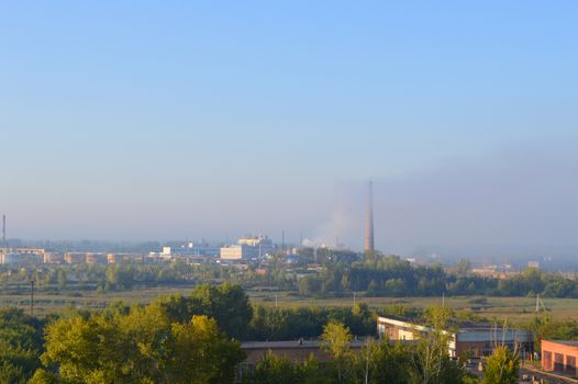 industrial landscape with chemical factory