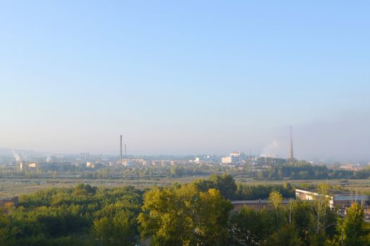 industrial landscape with chemical factory