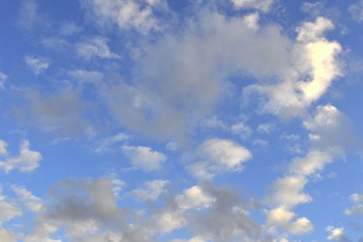 Beautiful eveing sky with clouds, air nature