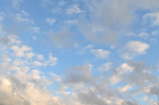 Beautiful eveing sky with clouds, air nature