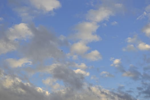 Beautiful eveing sky with clouds, air nature