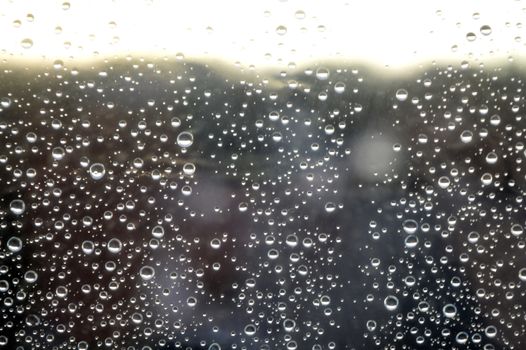 Drops of rain on the window, shallow dof