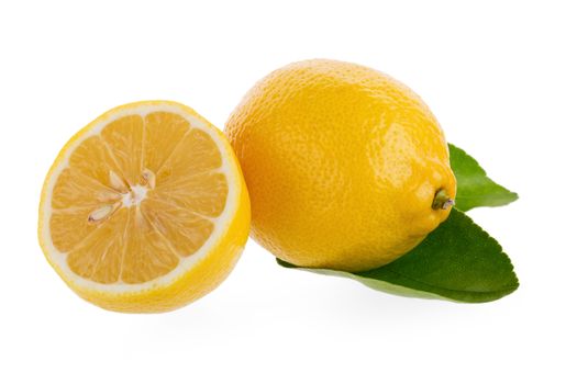 yellow lemon isolated on over white background.