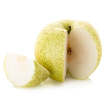 Chinese pear and Sliced isolated on a whate background.