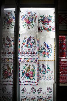 Old traditional embroidery in Belarus. Ethnic texture design. Rustic towels, tablecloths.
