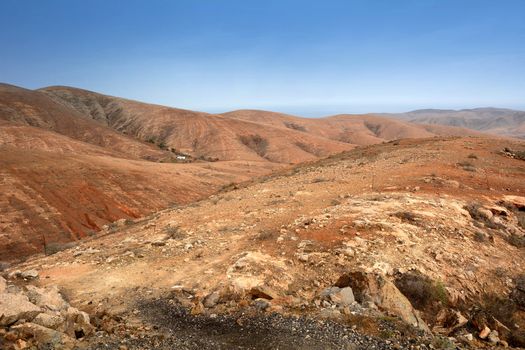 View of beautiful mountain scenery of Fuerteventura island.