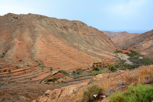 View of beautiful mountain scenery of Fuerteventura island.