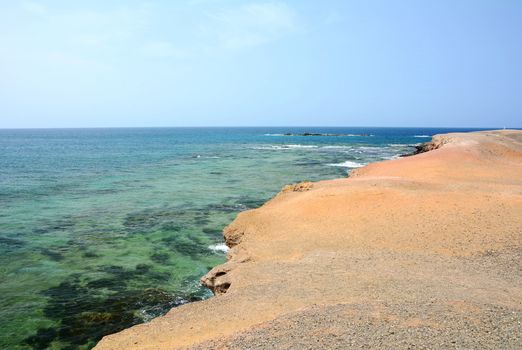 Beautiful view of Atlantic Ocean scenery from the Punta Jandia, the south west part of the Fuerteventura island.