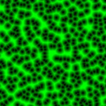 Abstract glowing black cells on green background. Looks like virus.