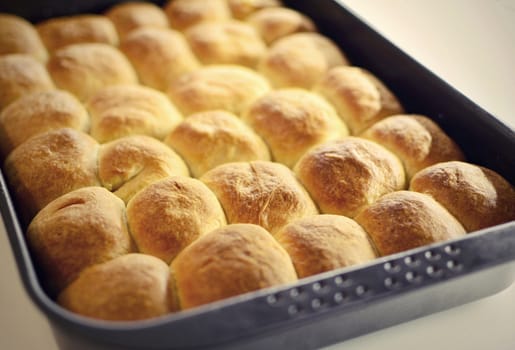 A Pan of Traditional Homemade Czech Baked Cakes Filled with Curd Cheese.