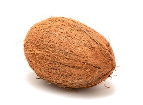 One whole coconut on white background.