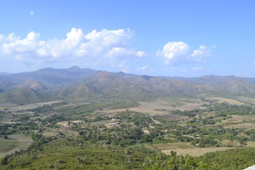 Landscape and scenery of the surroundings of Trinidad, Cuba, as seen from viewpoint Cerro de la Vigia. Travel and Tourism.