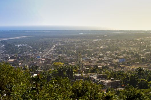 Landscape and scenery of the surroundings of Trinidad, Cuba, as seen from viewpoint Cerro de la Vigia during sunset. Travel and Tourism.